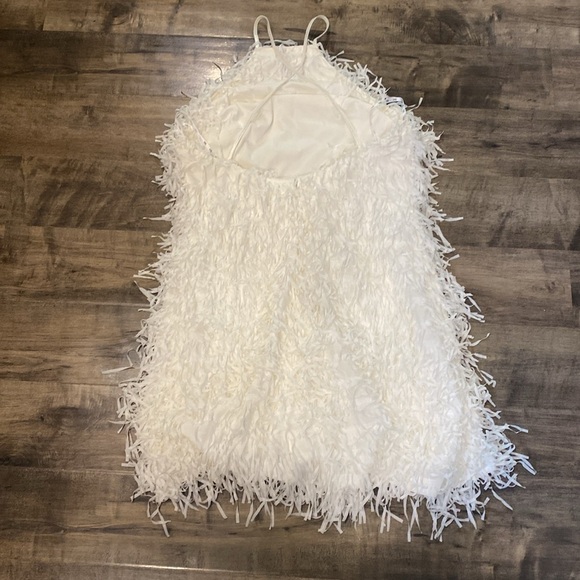 SHO By Tadashi Shoji Elodie Halter Fringe Mini Dress in White sz 12 NWT - Picture 4 of 8